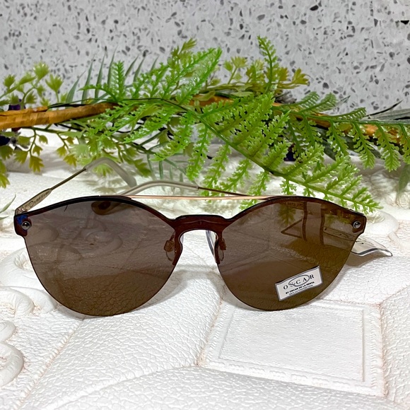 Oscar de la Renta Accessories - Oscar De La Renta Cat eye Brown Metal Frame Sunglasses NWT